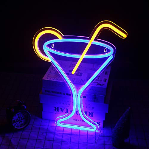 Wanxing Cocktail Leuchtreklamen Blaue Gelbe Cocktail Neonschild Neon-Bar-Schilder Für Party, Led-Neon-Wanddekoration Für… – Bild 6