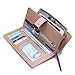 VODIU Women's Long Leaf Bifold Wallet Leather Card Holder Purse Clutch Wallet (4Blue)