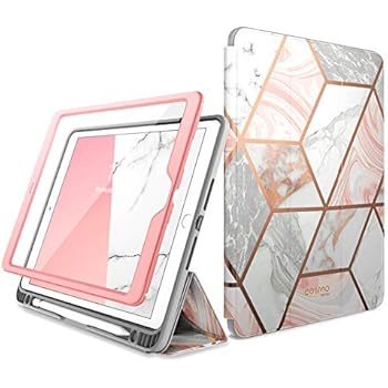 i-Blason Cosmo Case for New iPad 7th Generation, iPad 10.2 2019 Case, Full-Body Trifold with Built-in Screen Protector Protective Smart Cover with Auto Sleep/Wake & Pencil Holder (Marble)