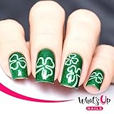 Whats Up Nails - Shamrock Nail Stencils Stickers Vinyls for Nail Art Design (2 Sheets, 40 Strips & Stencils Total)