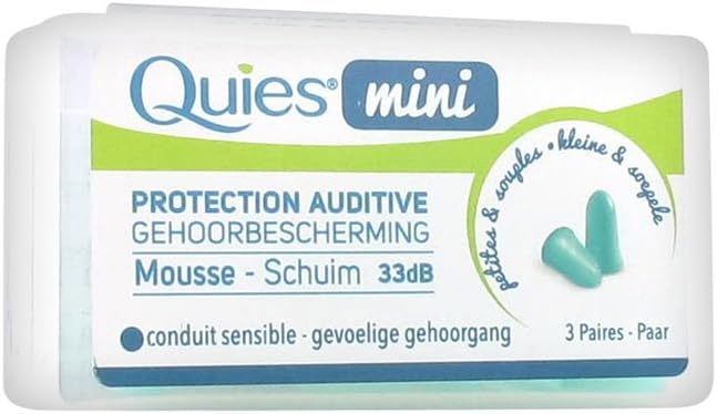 Quies Mini Foam Hearing Protection 3 works, Green, 6 count (Pack of 1)