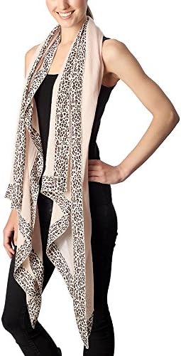 Women's Leopard Animal Print Edge Accented Oblong Scarf (Pink)