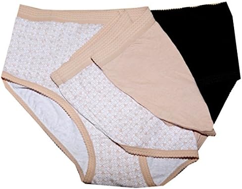 Delta Burke Soft Cotton Breezy Full Brief Style Panties Set of 3 (9, Naked Fancy - Nude - Black 3 Pair)