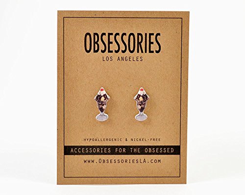 Handmade Hot Fudge Sundae Stud Earrings