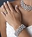 Accessoriesforever Bridal Jewelry Crystal Rhinestone Floral Leaf Vine Stretch Bracelet Silver Clear