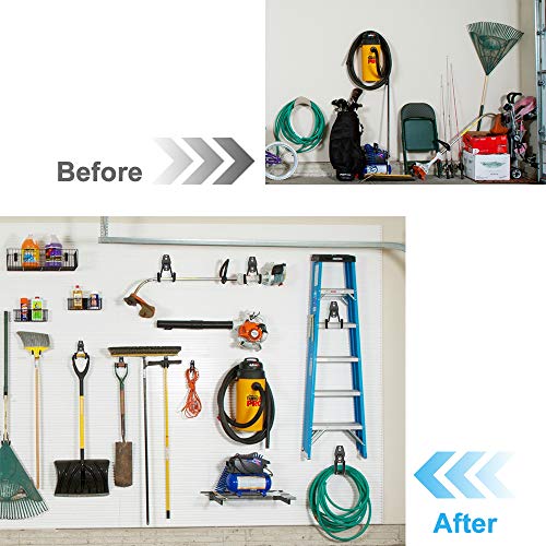 Garage Hooks, 10 Pcs Steel Utility Garage Storage Hooks and Hangers, Heavy Duty Wall Mounted Hooks and Holders for Organizing Power Tools, Ladders, Bikes, Ropes, Hose, Bulk Items