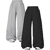 Nivne Tco Toddler Girls Sweatpants Set Casual 2 Pack Baggy Pants Loose Fit Elastic Waistband Lounge Trousers