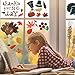 400 Pieces Fall Leaves Window Clings Stickers Thanksgiving Pumpkin Turkey Straw Hat Maple Leaves Acorns Window Stickers for Autumn Party Decorations, 3 Sheets (Style Set 2)