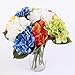 S.Ena, 6 Branch 30 Heads Artificial Silk Fake Flowers Leaf Hydrangea Wedding Floral Home Decor Bouquet Birthday Party DIY, Pack of 4 (Blue)