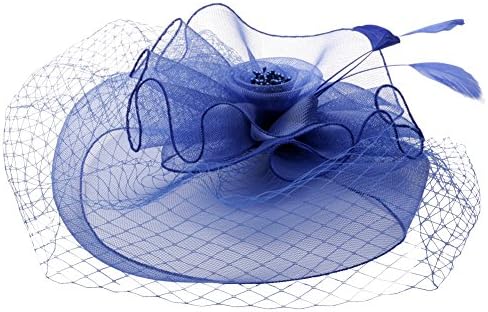 Lusiyu Fashion Women's Flower Feather Mesh Net Fascinator Hat