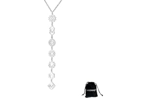 7 Chakra Necklace for Women Stainless Steel Yoga Dainty Long Pendant Necklace Lariat Y-Shaped Healing Jewelry Gift for Medita