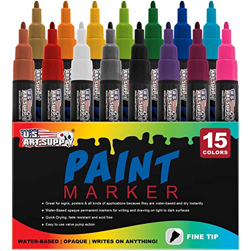 Water Based Premium Paint Pen Markers from U.S. Art Supply 15 Color