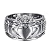 Chryssa Youree Jewelry Women Men's 15 MM Stainless Steel Crown Claddagh Ring with Celtic Knot Eternity Design 7 to 12 (FR-01) (Size 8)