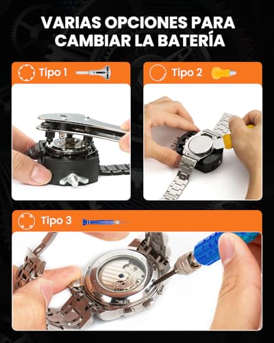 Eventronic 【New Version Watchmaker Tools, Watchmaker Kit, Change Watch Batteries, Remove Links, Open the Cover, Adjust the Strap Repair Kit Watches with Nylon Bag)