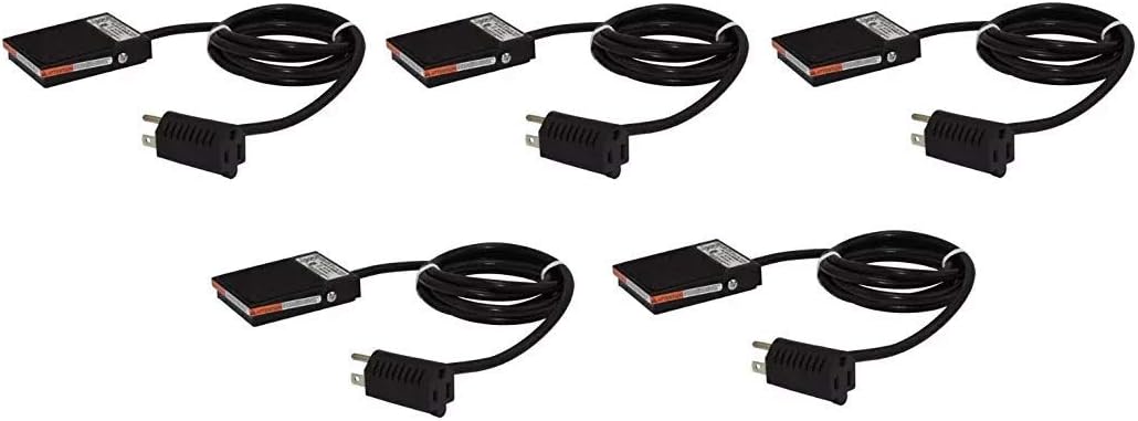 Linemaster T-91-SC3A Treadlite II Foot Switch, Electrical, Single Pedal, Momentary, SPDT Wired N.O, No Guard, Black, 8 ft. Cord with 3 Prong Plug (5-(Pack))