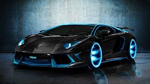 Tron Style Lamborghini Aventador Silk Wall Art Poster Print - 24x36 inch (60x90cm)