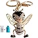Bolbove Cool Bee with Big Eyes Keychain Crystal Keyring Rhinestones Purse Pendant Handbag Charm (Black)