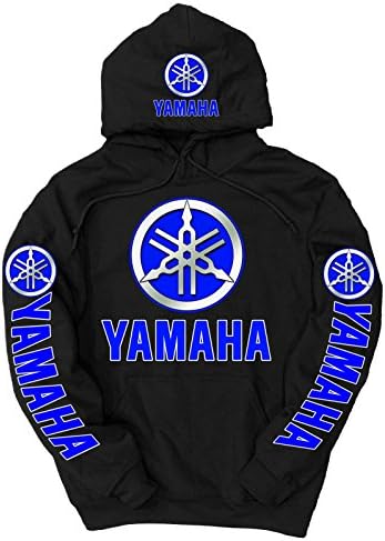 Yamaha Blue Logo Hoodie, Large Black