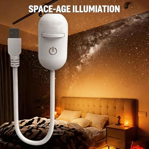 2-in-1 Starry Night Light Projector, Starry Night Light Projector with Multiple Projection Films, USB Powered and Portable Galaxy Projector for Bedroom, Warm and Soft Light (White)