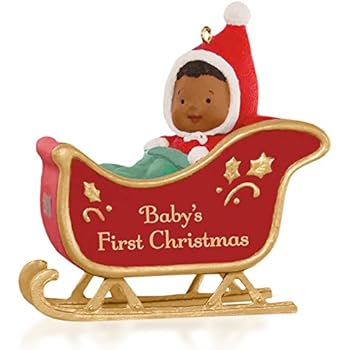 Amazon.com: African American Baby&#039;s First Christmas, Boy Christmas Ornament: Home &amp; Kitchen