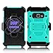J1 (2016) Case, Luna 2016, Express 3 Case, Venoro Heavy Duty Shockproof Rugged Three-Layer Full Body Protection Case Cover with Belt Swivel Clip and Kickstand for Samsung Galaxy J1 (2016) (Blue Green)
