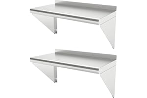 STEELBUS 12''x24'' - 2PACKS Wall Mounted Stainless Steel Shelf NSF Commercial Metal Wall Mount Floating Shelving for Kitchen, Restaurant, Food Truck,Garage,Home&Hotel
