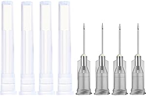 100 Pack 27Ga 1/2 Inch Dispensing Needle Lab Syringe Needle with Luer Lock