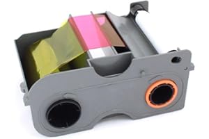 2ID - Fargo DTC1250 YMCKO Ribbon Cartridge w/Cleaning Roller | Genuine Fargo 45000 Ribbon | Prints Durable Vibrant Full Color