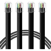 NECABLES 2Pack RJ12 Cable 10ft Phone Cord RJ12 6P6C Male to Male Straight Wired for Both Data and Voice Use Black - 10 Feet
