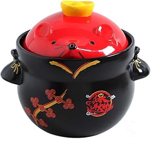 Health Casserole Dish Slow Cooking Pot with Lid, The Pot Can Be Put On The Dinner Table, Energy Saving and Environmental Protection, More Durable Soup Pot,Red-2.8L