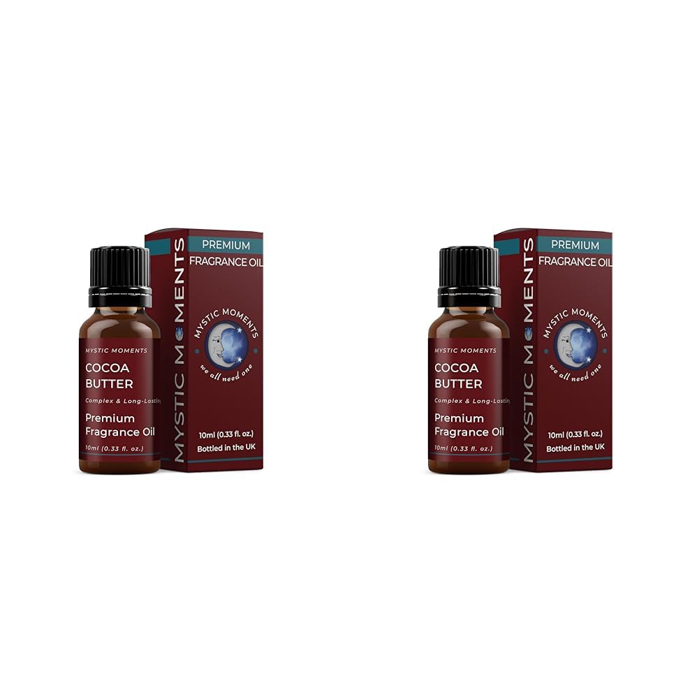 Mystic Moments | Cocoa Butter Fragrance Oil - 10ml - Perfect for Soaps, Candles, Bath Bombs, Oil Burners, Diffusers and Skin & Hair Care Items (Pack of 2)