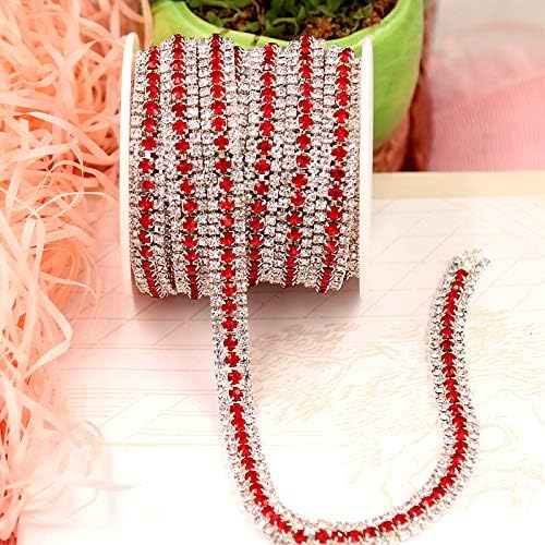 Clear Rhinestone Silver Chain Fashion Pattern for Dresses Headband Accessories (RED Silver)
