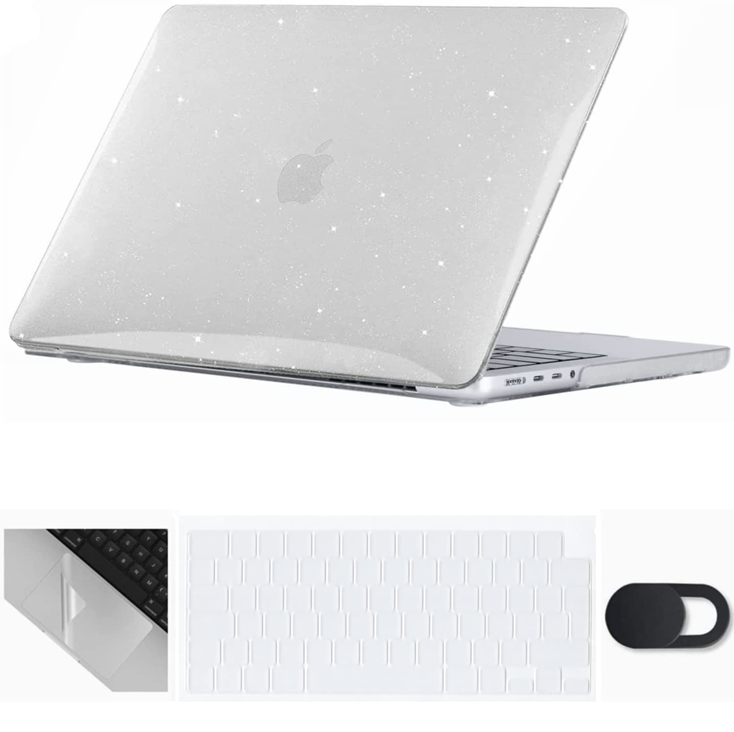 Se7enline Compatible with 16 inch Macbook Pro Case 2021 2022 2024 2023 M4 M3 M2 M1 A2485 A2779 A2991 A3403 Crystal Glitter Bling Case &Keyboard Skin &Touchpad Protector &Webcam Cover,Transparent
