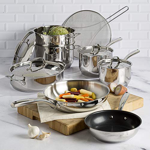 Goodful 12Piece Classic Stainless Steel Cookware Set with TriPly Base