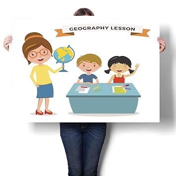 Amazon Martindecor ポスター プリント 子供 学校 地理教授 イラスト