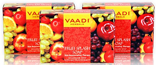 Fruit Splash Bar Soap (Double Size) 16 Ounces(1 Pound) (Pack of 3 X  5.3 Ounces) - Handmade Herbal Soap (Aromatherapy) with Pure Essential Oils - all Natural - Vaadi Herbals