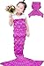 Awkli Kids Mermaid Tail Blanket, Knitted Crochet Fish-Scale Pattern Mermaid Sleeping Bag Quilt for Child 59
