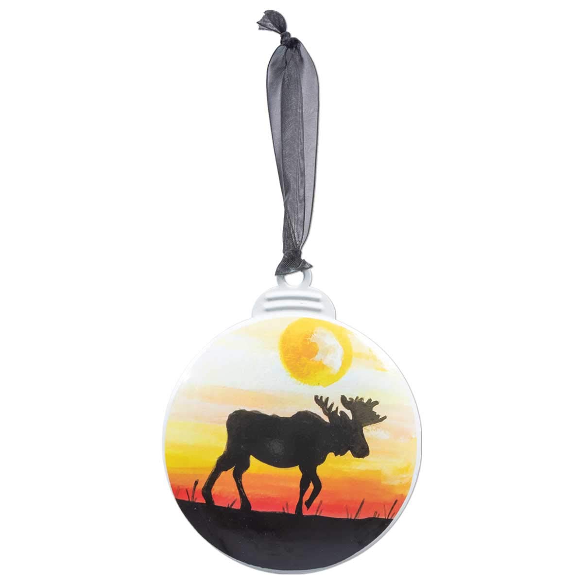 Brownlow Gifts Hand-Drawn Personalizable Metal Christmas Ornament, 4.25-Inches, Moose