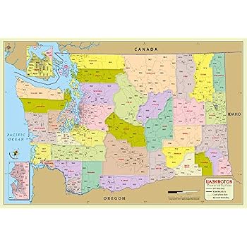 Amazon.com : Washington County with Zip Code Map (36" W x 25" H
