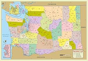 Amazon.com : Washington County with Zip Code Map (36" W x 25" H ...