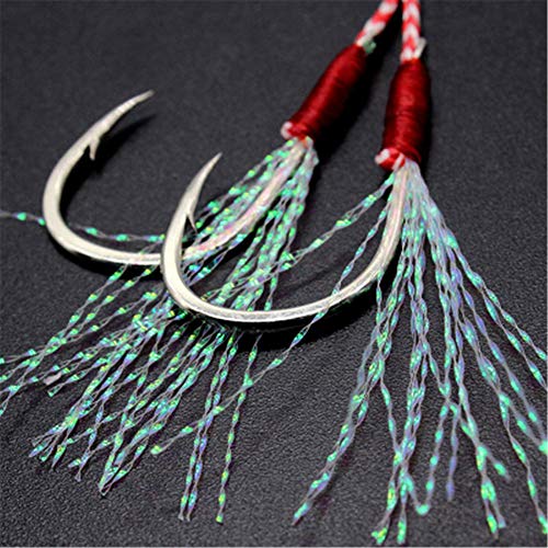 xiangen Fishing Hook Capture Big Fish Special Fishing Hook Suitable for Salt Water Iron Hook Fishing Boat Fishing Super Long Tied Hair Double Hook (2 Pack) 17#