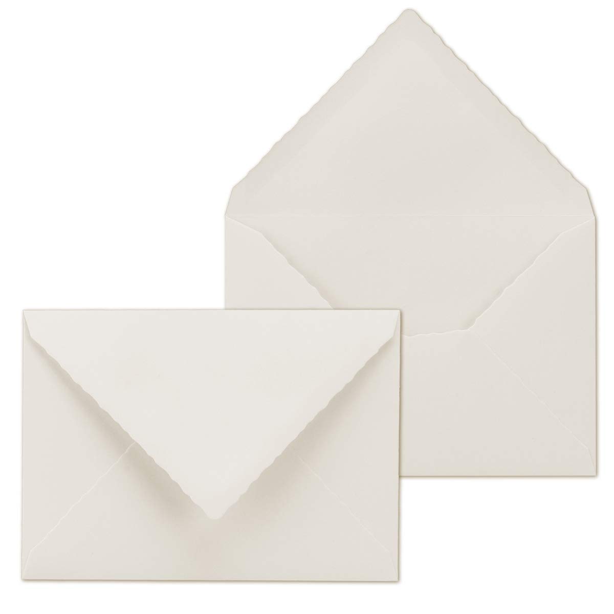 NEUSER PAPIER 75x vintage envelopes with serrated cut - natural white - fine handmade paper - DIN C6-10.6 x 15.6 cm - imitation handmade paper - wet gluing - by GUSTAV NEUSER