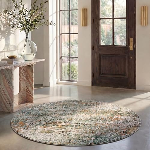SAFAVIEH Contemporary Rug for Living Room, Dining Room, Bedroom - Madison Collection, Short Pile, in Green and Turquoise, 152 x 152 cm