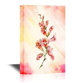 Leaf and Floral Abstract Flower on Watercolor Style Background