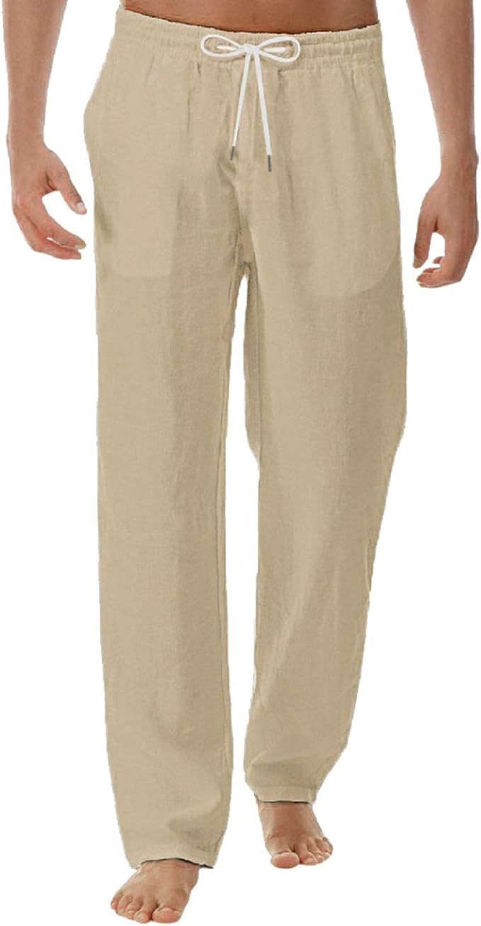 Amazon.com: Cotton Linen Pants for Men Summer, Comfortable Loose