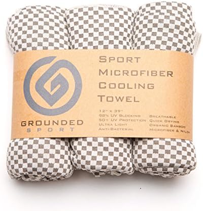 Grounded Sport Cooling Towel (packaged as shown) by Bamboo Microfiber Sport Cooling Towel for Gym, Outdoors or Travel | Ultra Lite 12”x39” in two-tone (Grey, One)