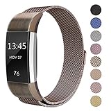 SWEES Metal Bands Compatible Fitbit Charge 2, Milanese Stainless Steel Metal Magnetic Replacement Wristband Small & Large (5.5