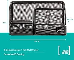 Amazon Com Mindspace Office Desk Organizer With 6 Compartments Drawer The Mesh Collection Black Home Improvement