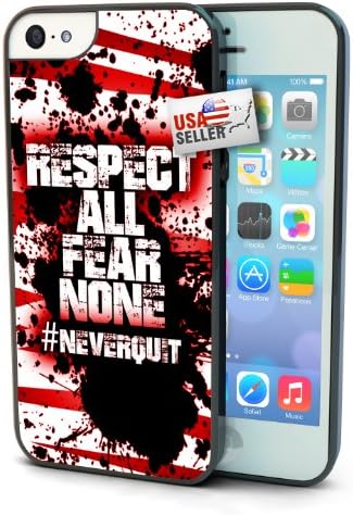 Sports Hashtag Never Quit 'Respect All Fear None' Black Plastic Cover Case for iPhone 5c