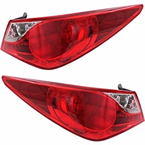 Fits for 11-14 Hyundai Sonata Left & Right Set Tail Lamp Assembles Quarter Mounted Bulb Type